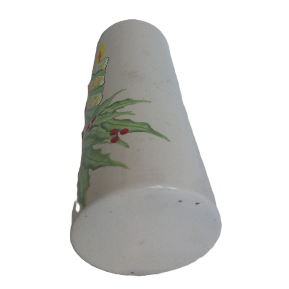 Vintage Mid Century Ceramic Christmas Vase Hurricane Candles Holly READ - Picture 6 of 7